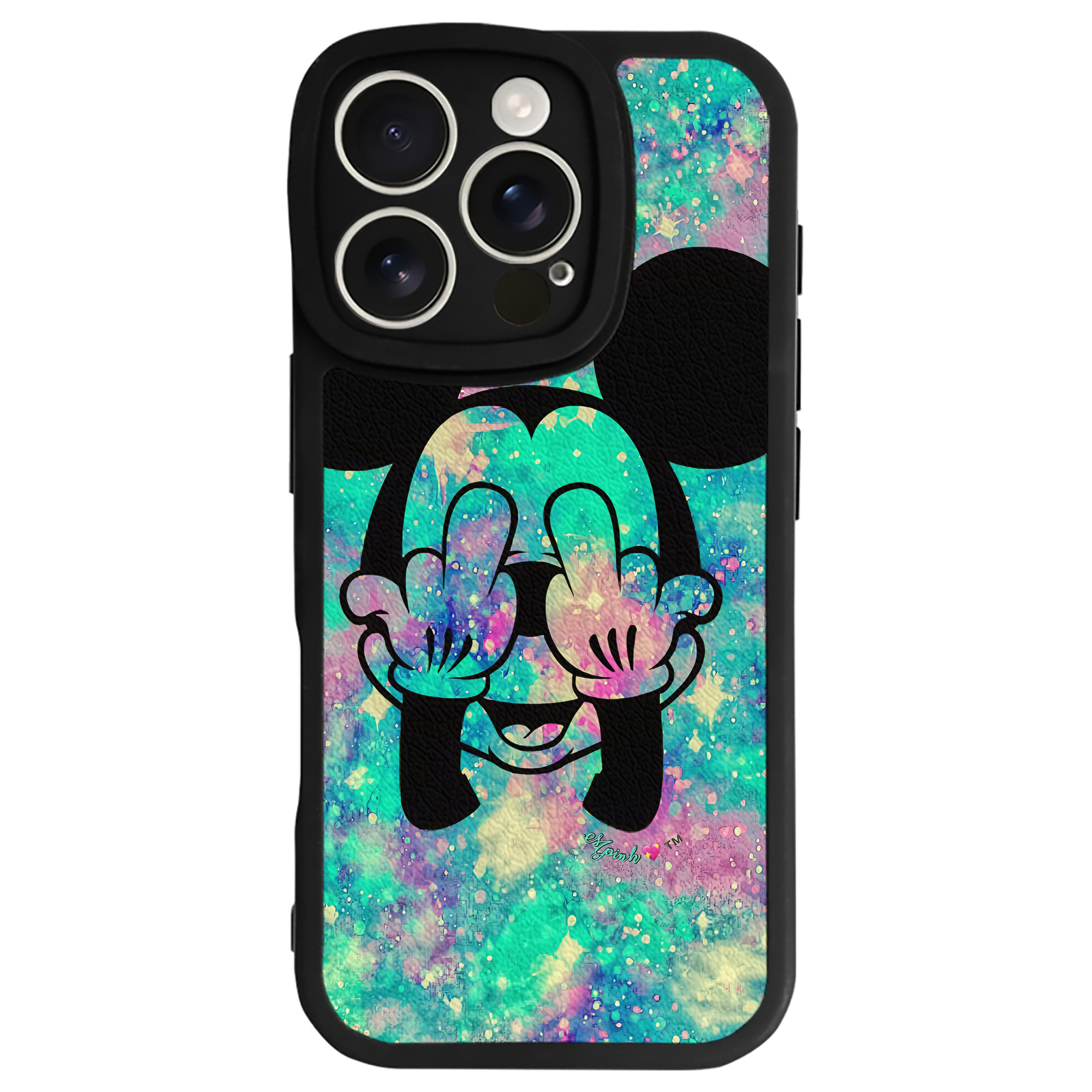 （画像用） ミッキーマウス Mickey Mouse 【iPhone 16シリーズ対応】シリコンスマホケース（レザー調） 材質：シリコン